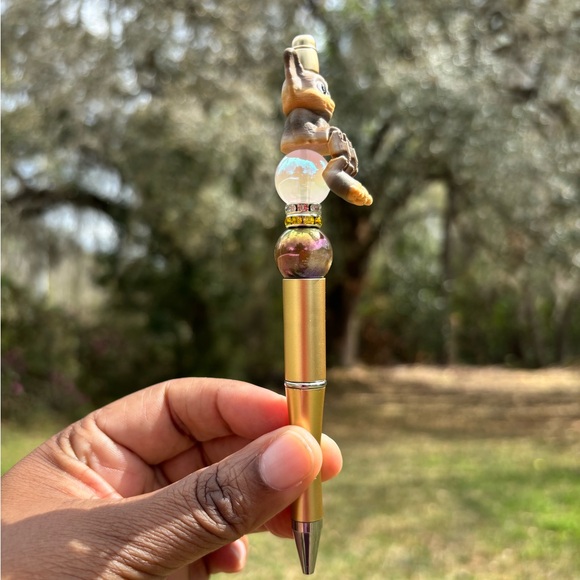 Custom Made Gold Pen with Character Topper - Picture 2 of 3